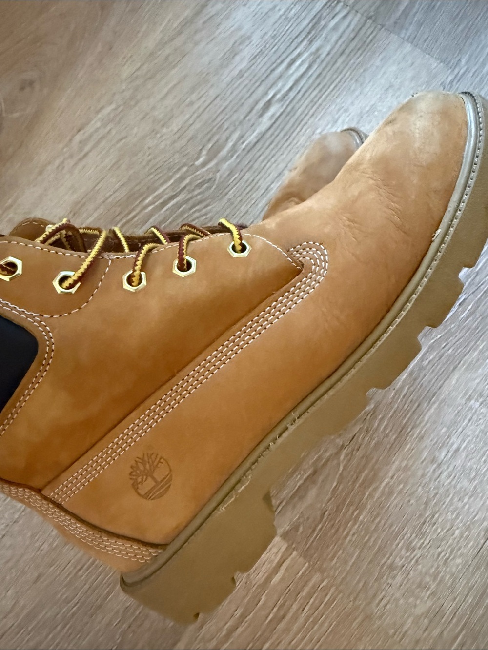 Timberland Wheat Nubuck Lace-Up Work Boot - Honey Brown